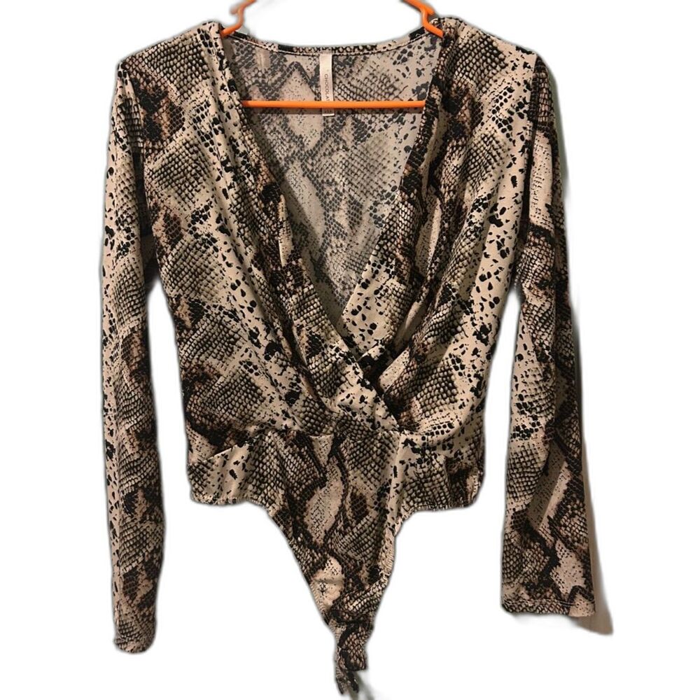 Snakeskin Long Sleeve Women's Bodysuit